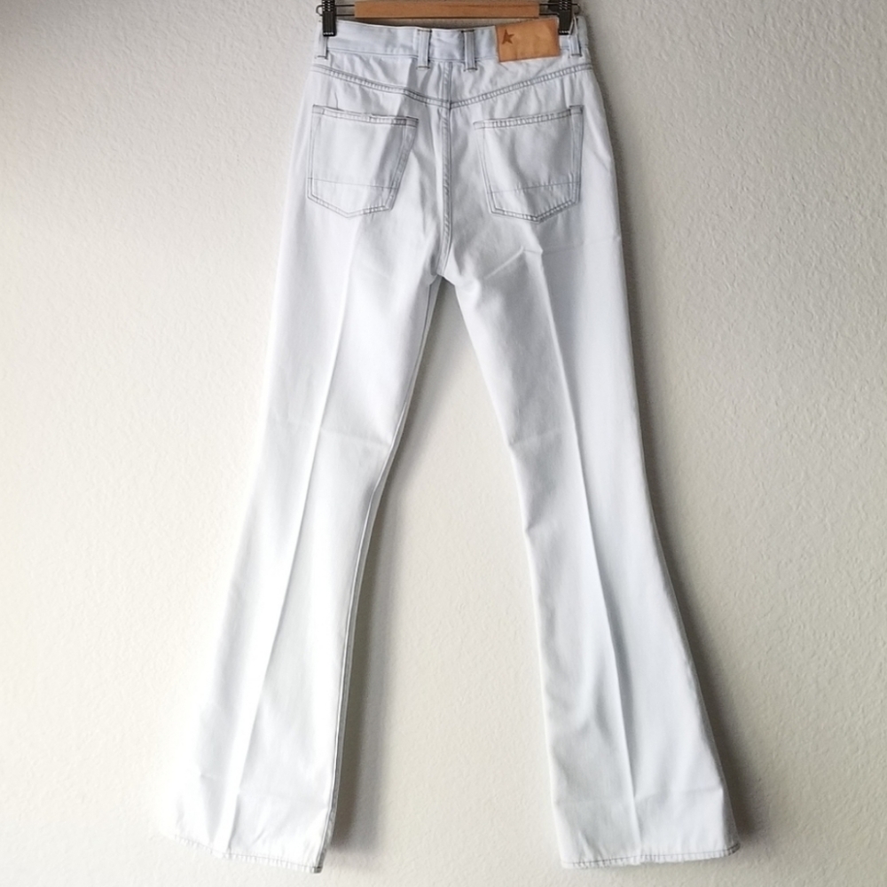 Golden Goose High Rise Boot Cut Jeans Light Wash Bleached Blue Size 26 - Picture 4 of 13
